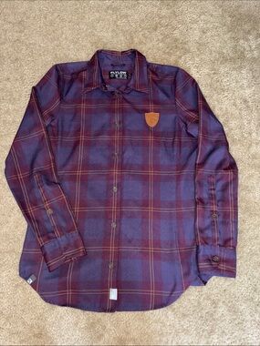 NWOT Flylow Men's Plum Plaid Long-Sleeve Button-Down Shirt Size M